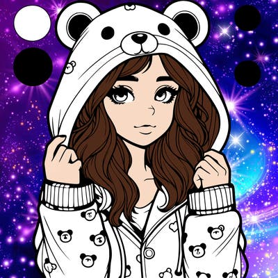 realistic girl in a animal pjs hoodie