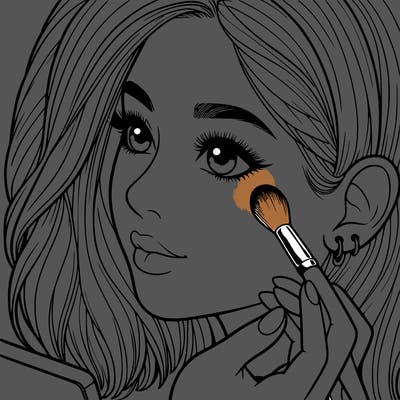 a realistic girl doing her makeup