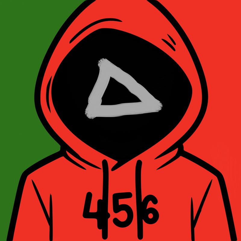 a person with non face waering a hoodie with a 456 symbol