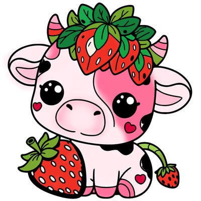cute strawberry cow