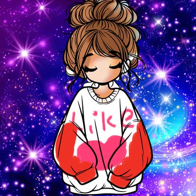 girl with baggy sweatshirt and messy bun