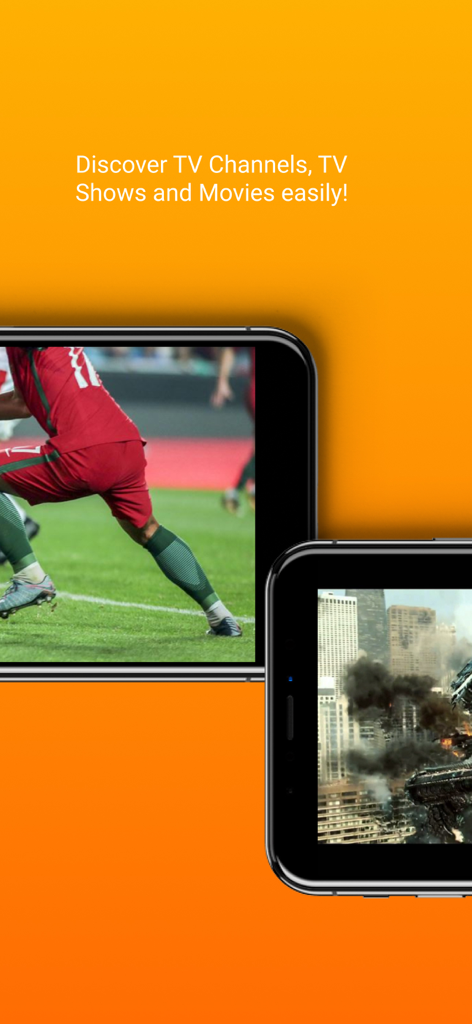 ZaapTV Mobile - ZaapTV Mobile app interface displaying live sports and movies on an orange background