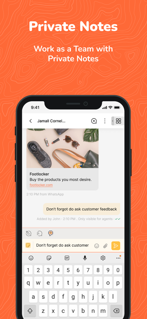 ZOKO Dashboard - Private notes for team collaboration within the ZOKO Dashboard app chat interface
