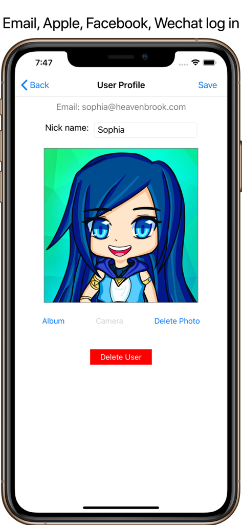 GPS Tracker+ - Paramètres du profil utilisateur dans l'application GPS Tracker Plus montrant le surnom et les options d'avatar