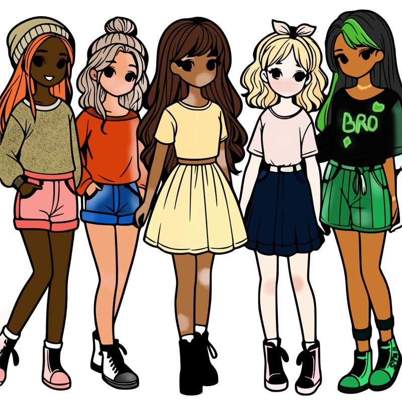 a group of five girls