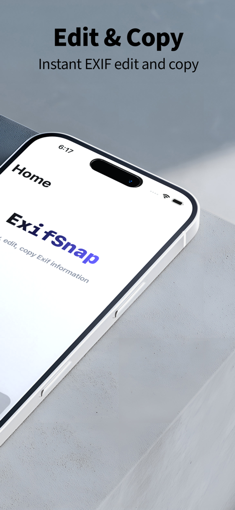 Exif Snap: Copy·View·Edit EXIF - A screenshot of the Exif Snap app showing the home screen with edit and copy metadata features