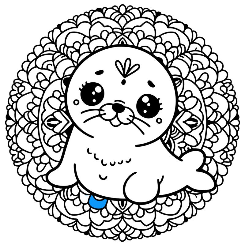 a cute baby seal mandala