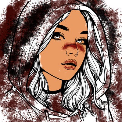 realistic girl with hood on