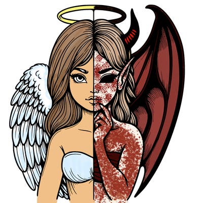 realistic angel half demon