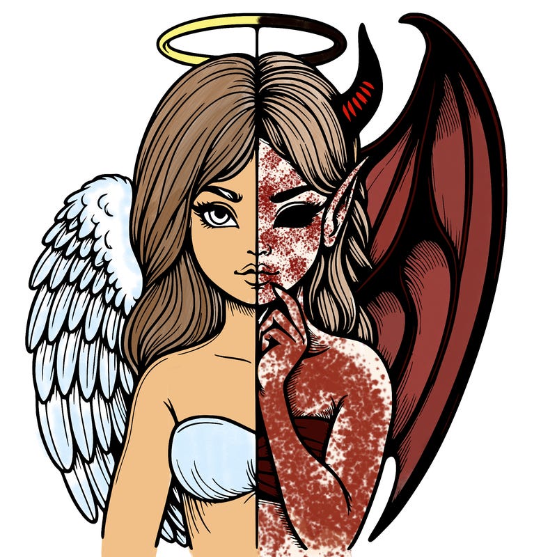 realistic angel half demon