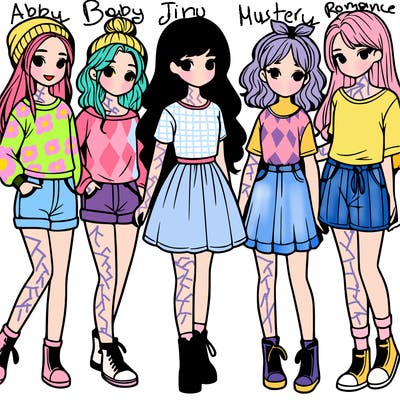 a group of five girls