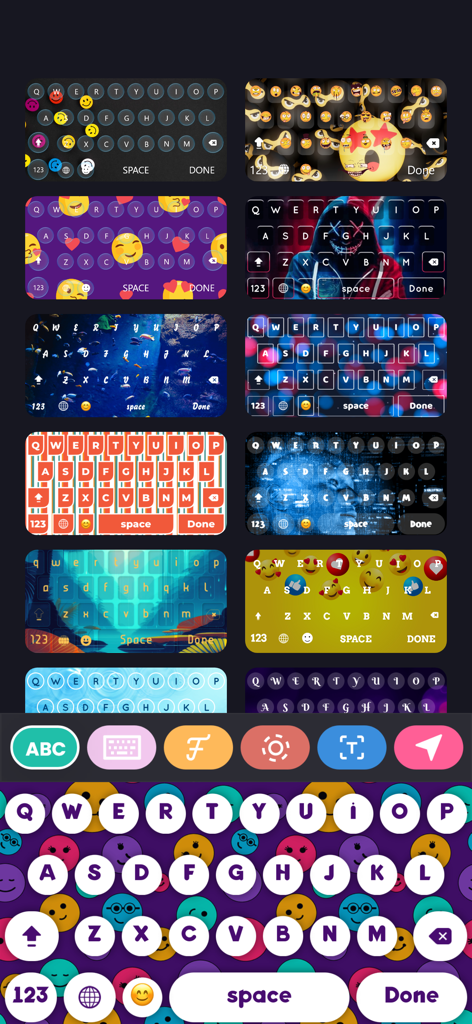 A collection of colorful and aesthetic custom keyboard themes for mobile devices