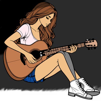 realistic woman play guitar