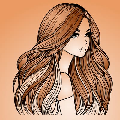 realistic girl with long realistic hair