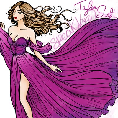 realistic woman in dress flowing the the wind