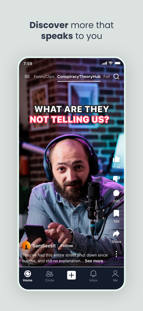 Scoopz: Your People Your Video - A video post on the Scoopz app showing content from a specific community circle