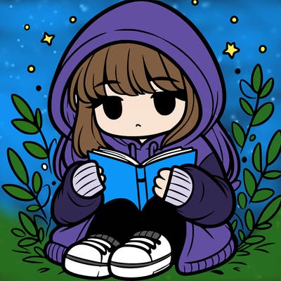 girl in oversized hoodie reading a book