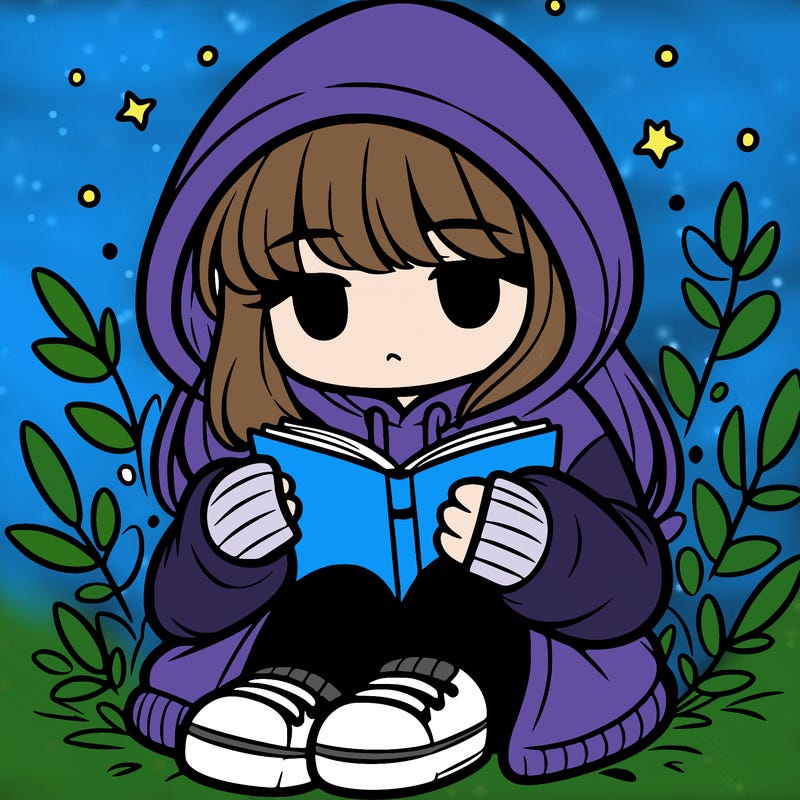 girl in oversized hoodie reading a book
