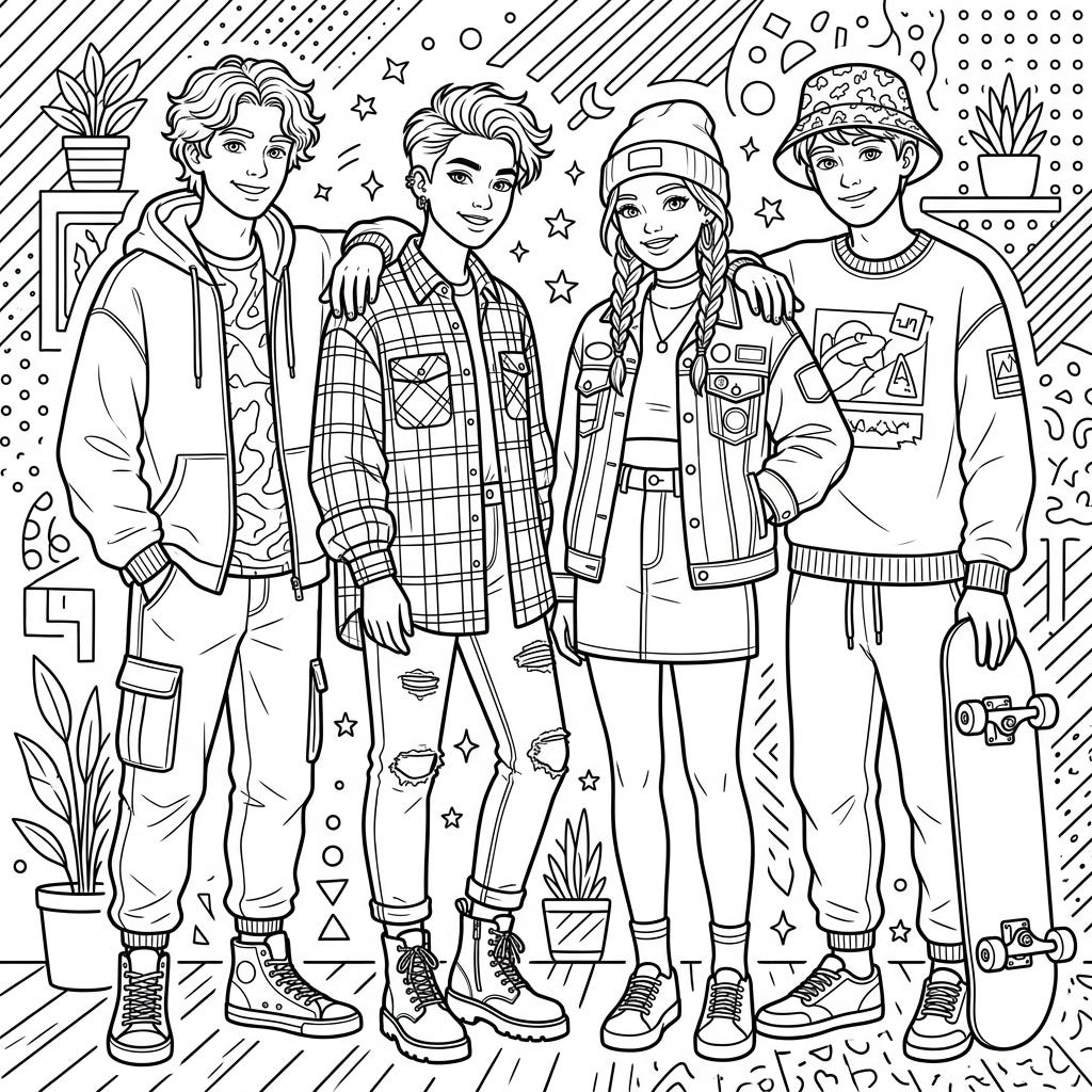 Teenage Models Coloring Pages | Printable