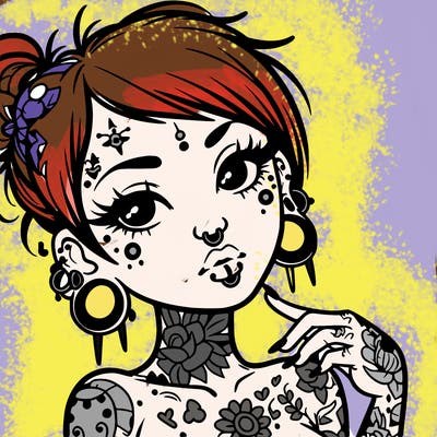 .tattooed girl with piercings