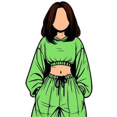 realistic girl faceless with baggy pants and a crop top