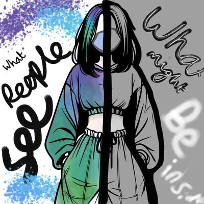 realistic girl faceless with baggy pants and a crop top