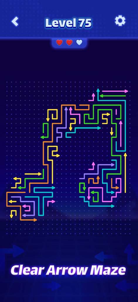 Arrow Game: Color Escape - Um complexo labirinto de quebra-cabeça de setas de neon em Arrow Game Color Escape no nível 75