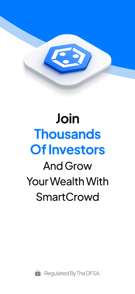 SmartCrowd 앱 온보딩 화면에 수천 명의 투자자와 함께하세요 메시지가 표시됩니다.