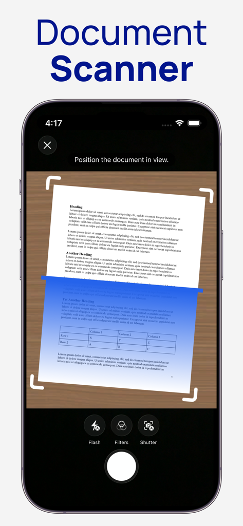 Smart Printer for Epson iPrint - Mobile app document scanner interface showing a document being scanned with a smartphone camera