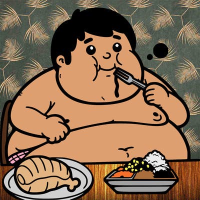 fat man eating