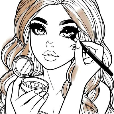 realistic girl doing makeup