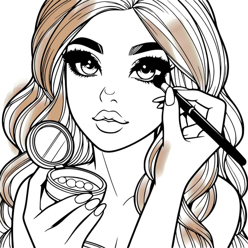 realistic girl doing makeup