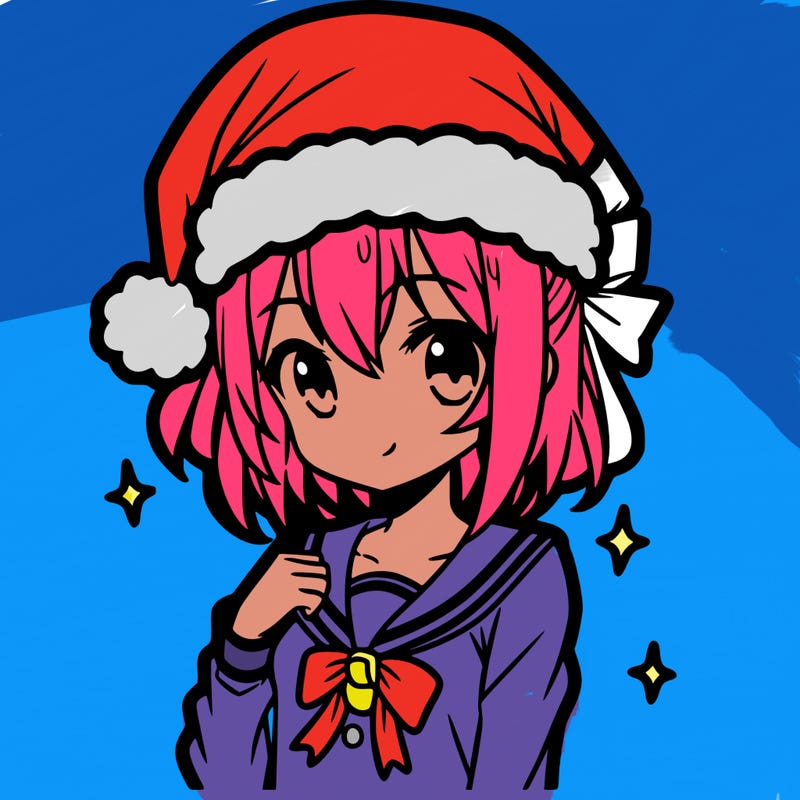 anime girl wearing a santa hat