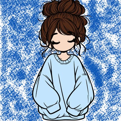 girl with baggy sweatshirt and messy bun