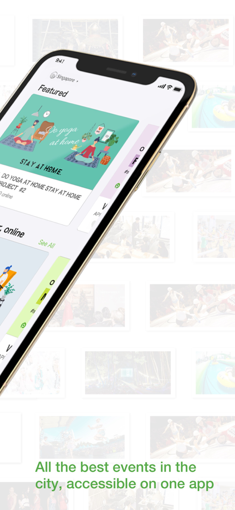 App mobile Peatix che mostra eventi community locali in primo piano su un iPhone