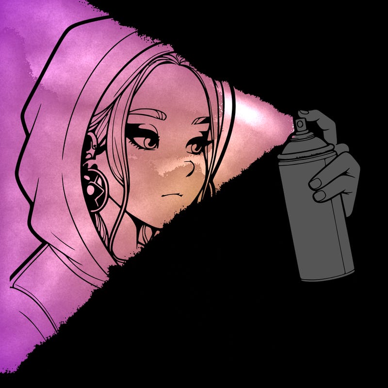 a realistic girl, spray painting
