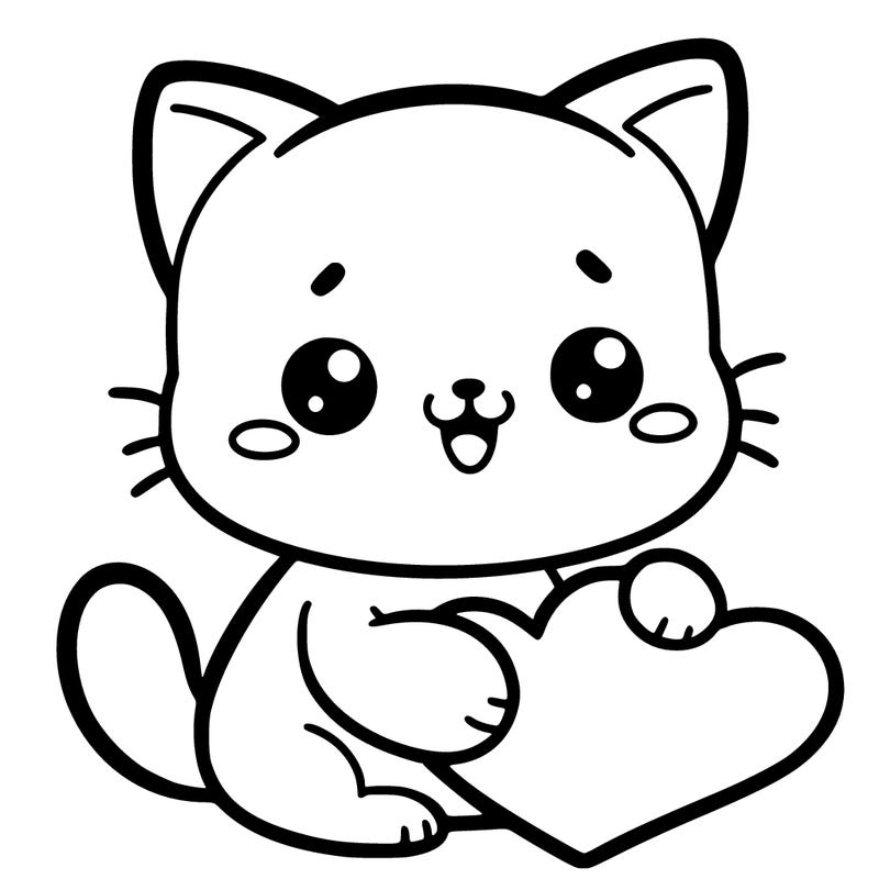 one cute cat holding a heart