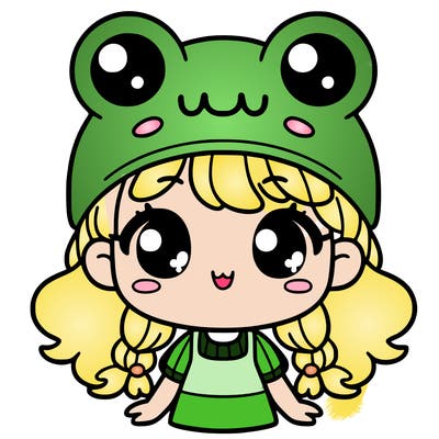 cute girl with frog hat