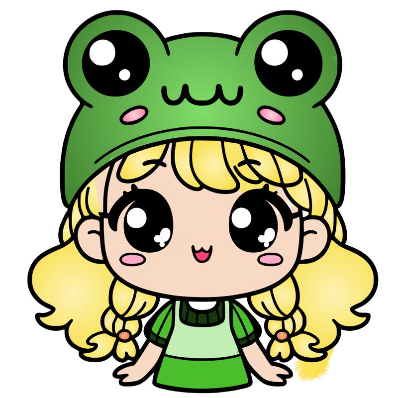 cute girl with frog hat