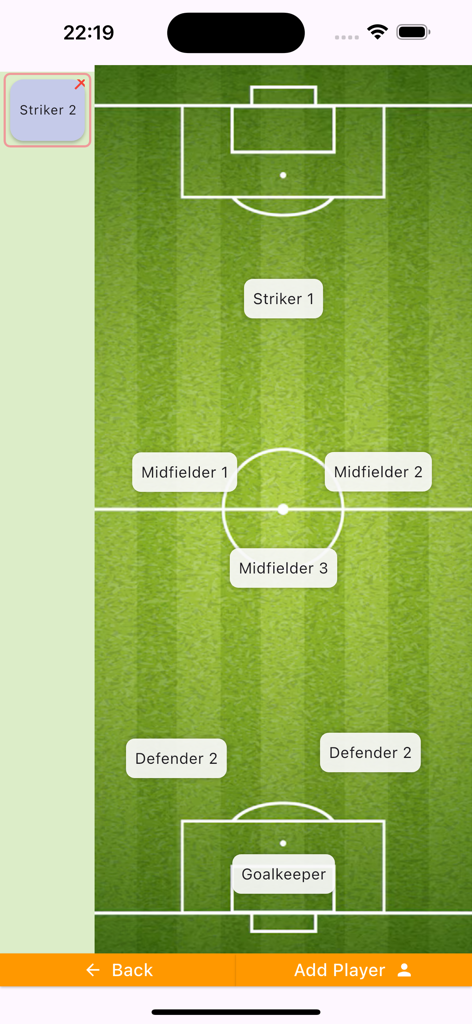 Halı Saha Kadro - Mobile app screen for arranging a soccer team lineup and formation on a field