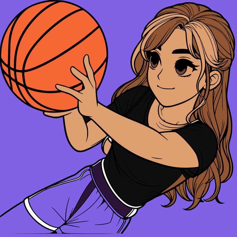 realistic girl playing basketball