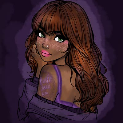 realistic girl with bangs looking over her shoulder