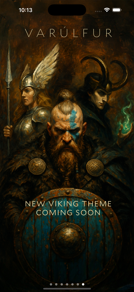 WOLF - Party Game - Announcement of the new Viking theme for the WOLF party game featuring three illustrated Norse characters
