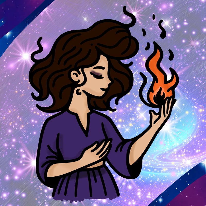 woman with fire