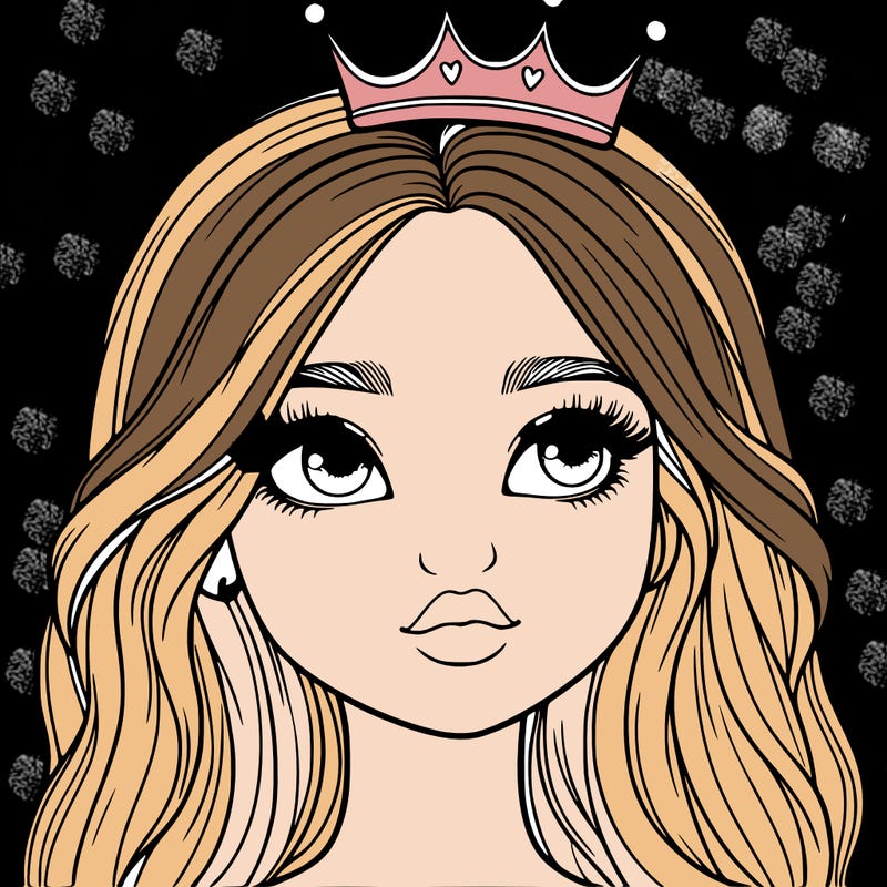 a realistic girl with a crown on