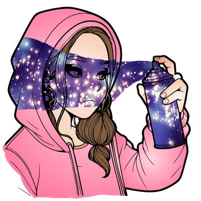 a realistic girl, spray painting