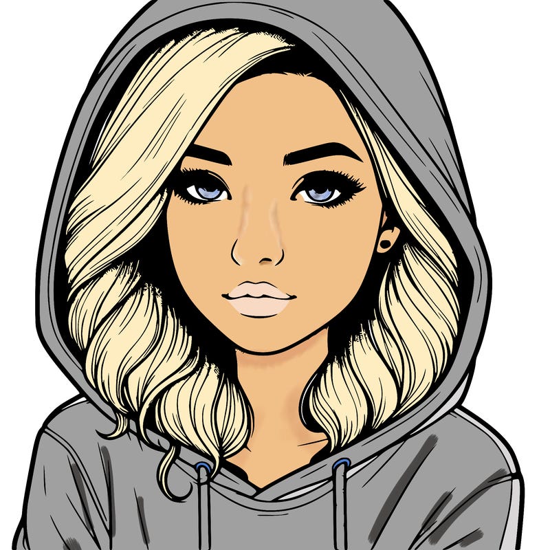 realistic girl with hoodie