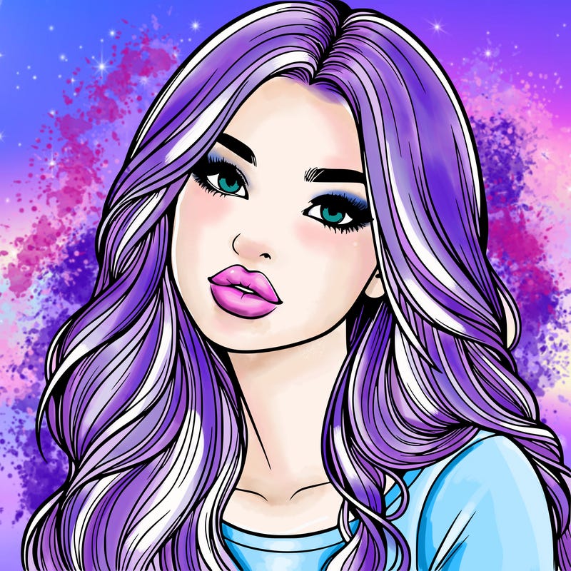 realistic girl with hair on her hair and lips