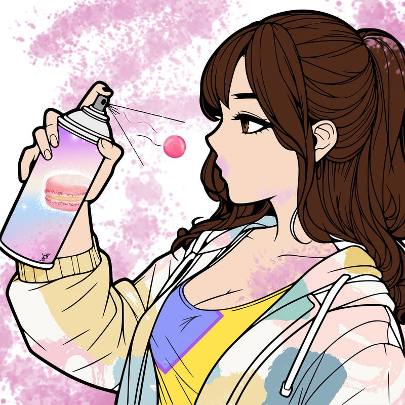 a realistic girl spray, painting