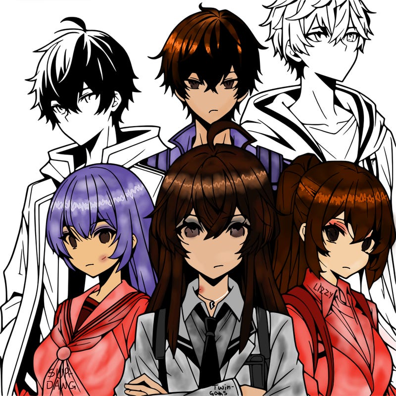 a group of anime characters